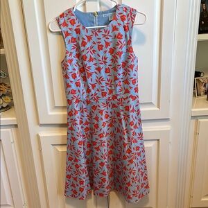 Draper James Blue and Red A-Line Midi Dress